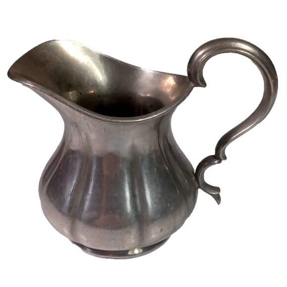 Antique Sheffield Pewter Pumpkin Melon Shape Teapot Cream Sugar Set By James Dix - Picture 14 of 15